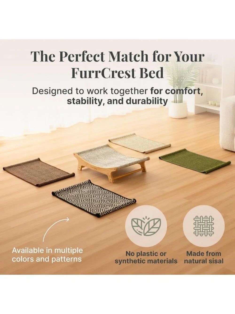 XL Cat Scratcher Bed with Elevated Hammock, Replaceable Sisal Pad, Anti-Slip
